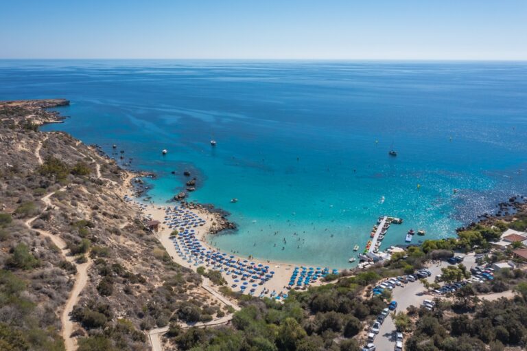 Konnos Beach in Konnos Bay in area of Cape Greco National Forest Park in Cyprus